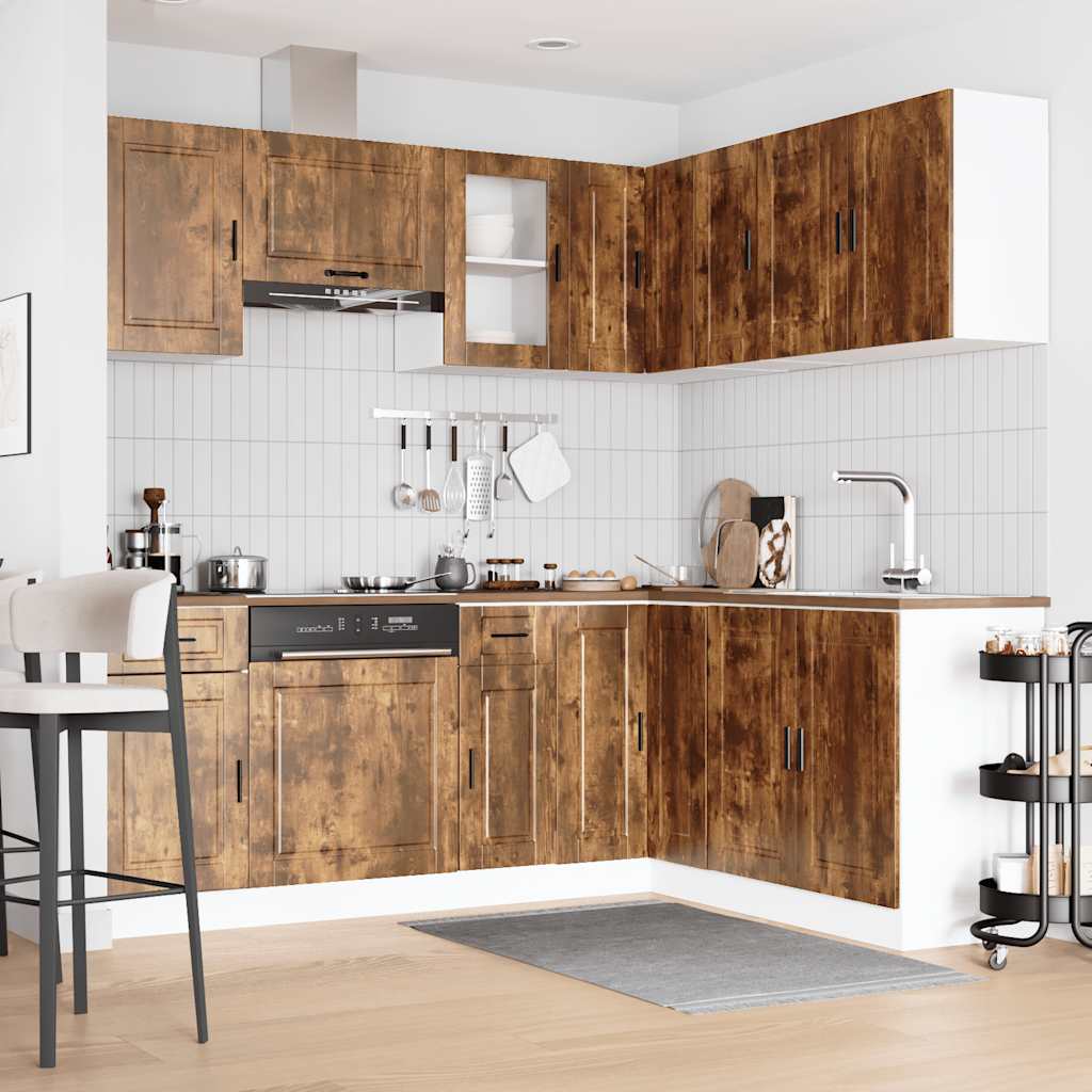 11-piece kitchen cabinet set Porto smoked oak wood material