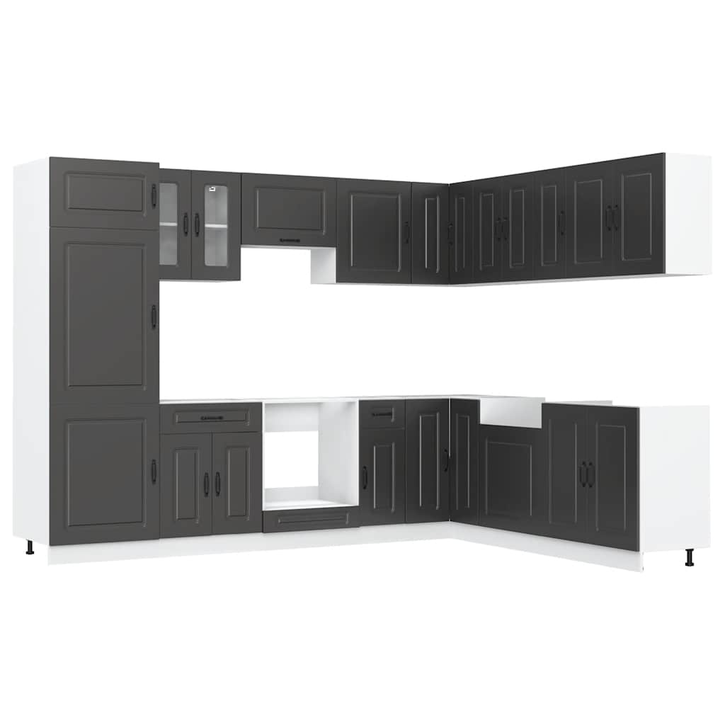 14-piece kitchen cabinet set Kalmar Black wood-based panel