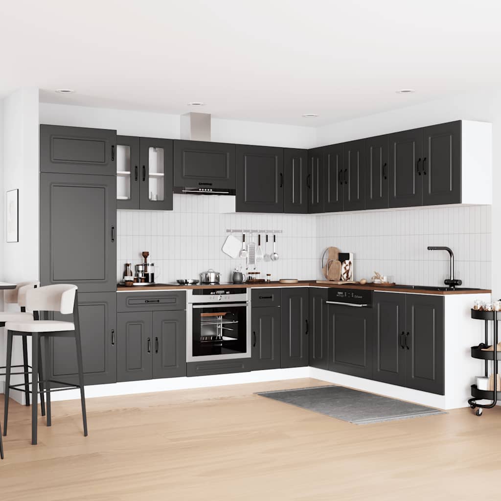 14-piece kitchen cabinet set Kalmar Black wood-based panel