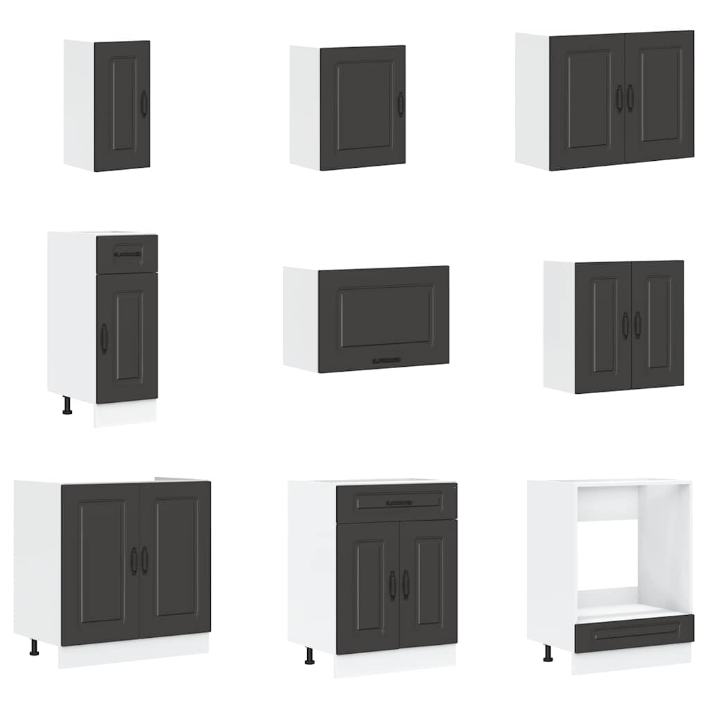 14-piece kitchen cabinet set Kalmar Black wood-based panel