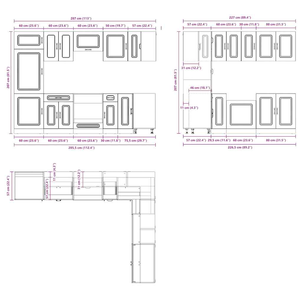 14-piece kitchen cabinet set Kalmar Black wood-based panel