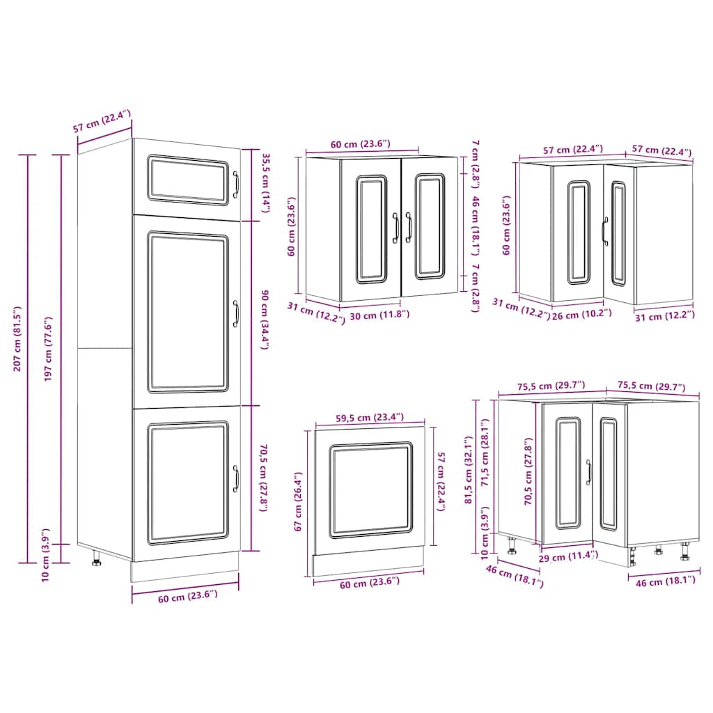 14-piece kitchen cabinet set Kalmar Black wood-based panel