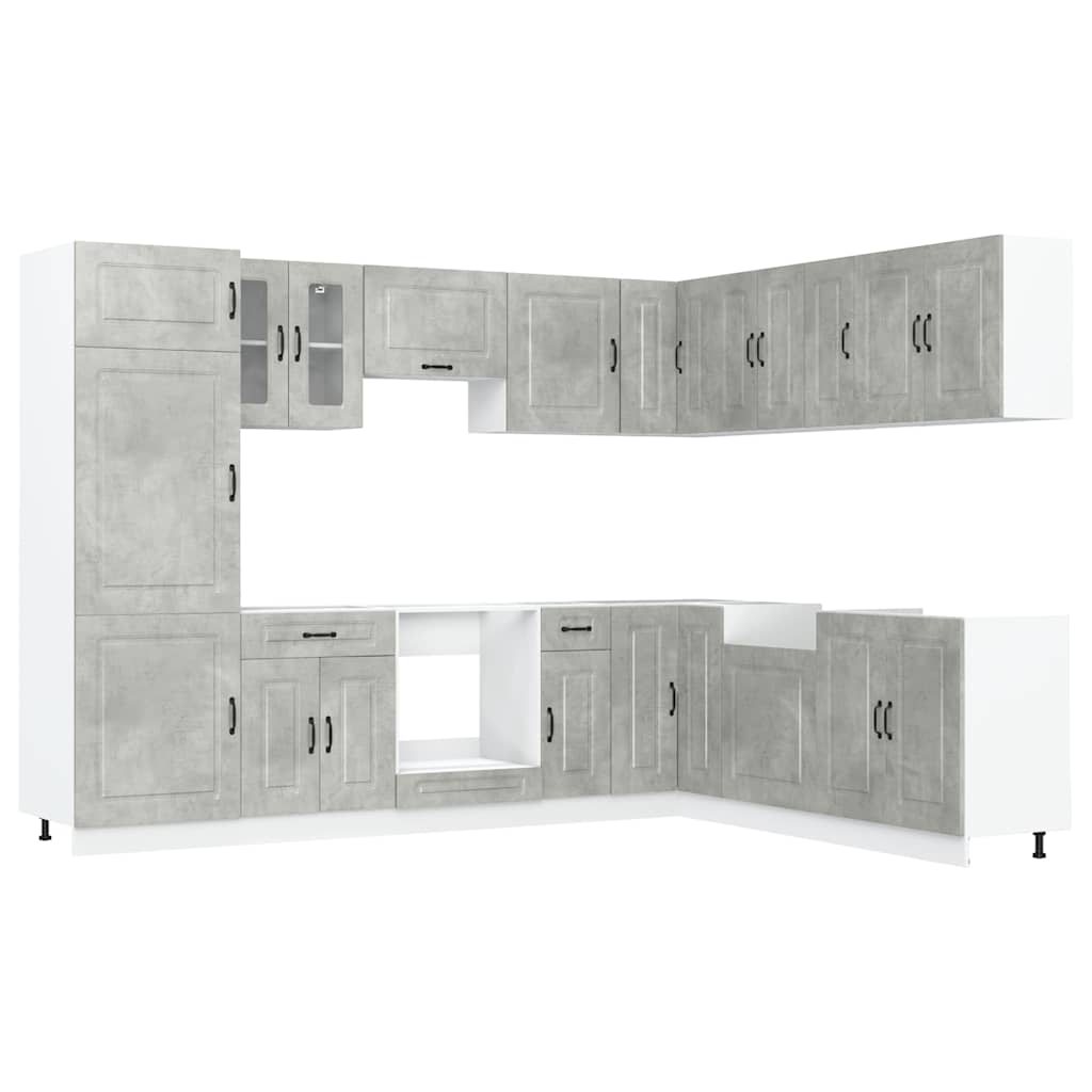 14-piece kitchen cabinet set Kalmar concrete grey wood-based panel
