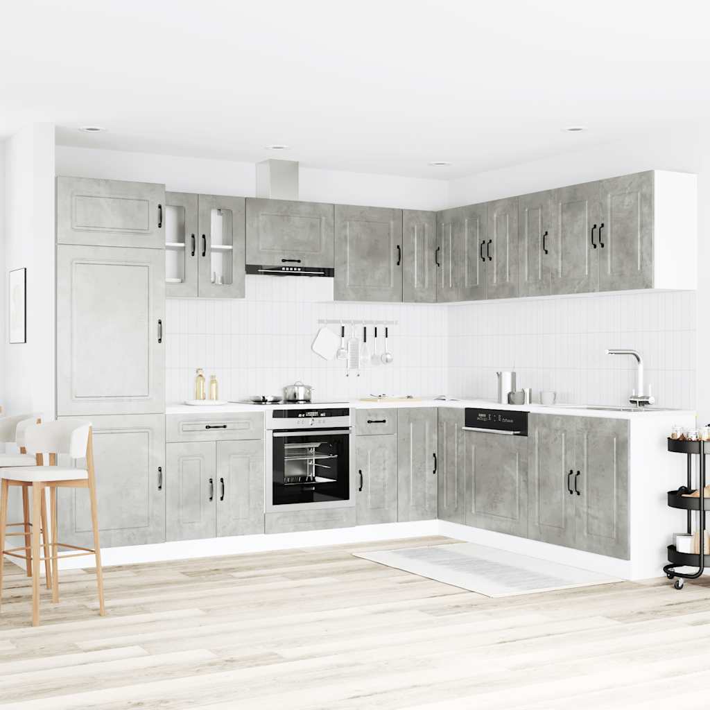 14-piece kitchen cabinet set Kalmar concrete grey wood-based panel