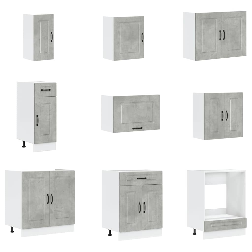 14-piece kitchen cabinet set Kalmar concrete grey wood-based panel