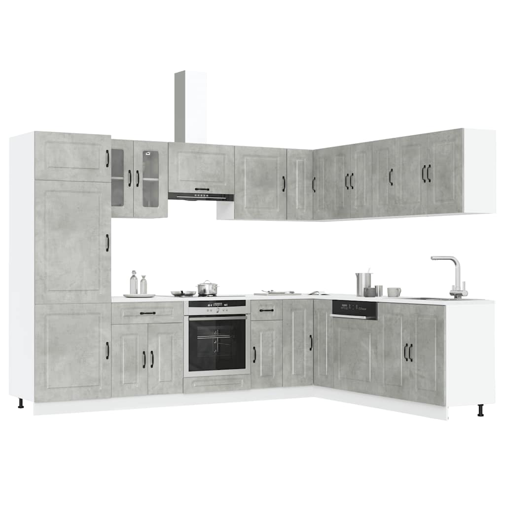 14-piece kitchen cabinet set Kalmar concrete grey wood-based panel