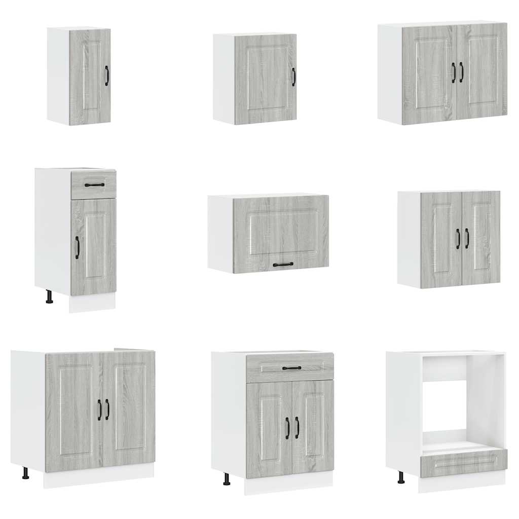 14-tlg. Küchenschrank-Set Kalmar Grau Sonoma Holzwerkstoff