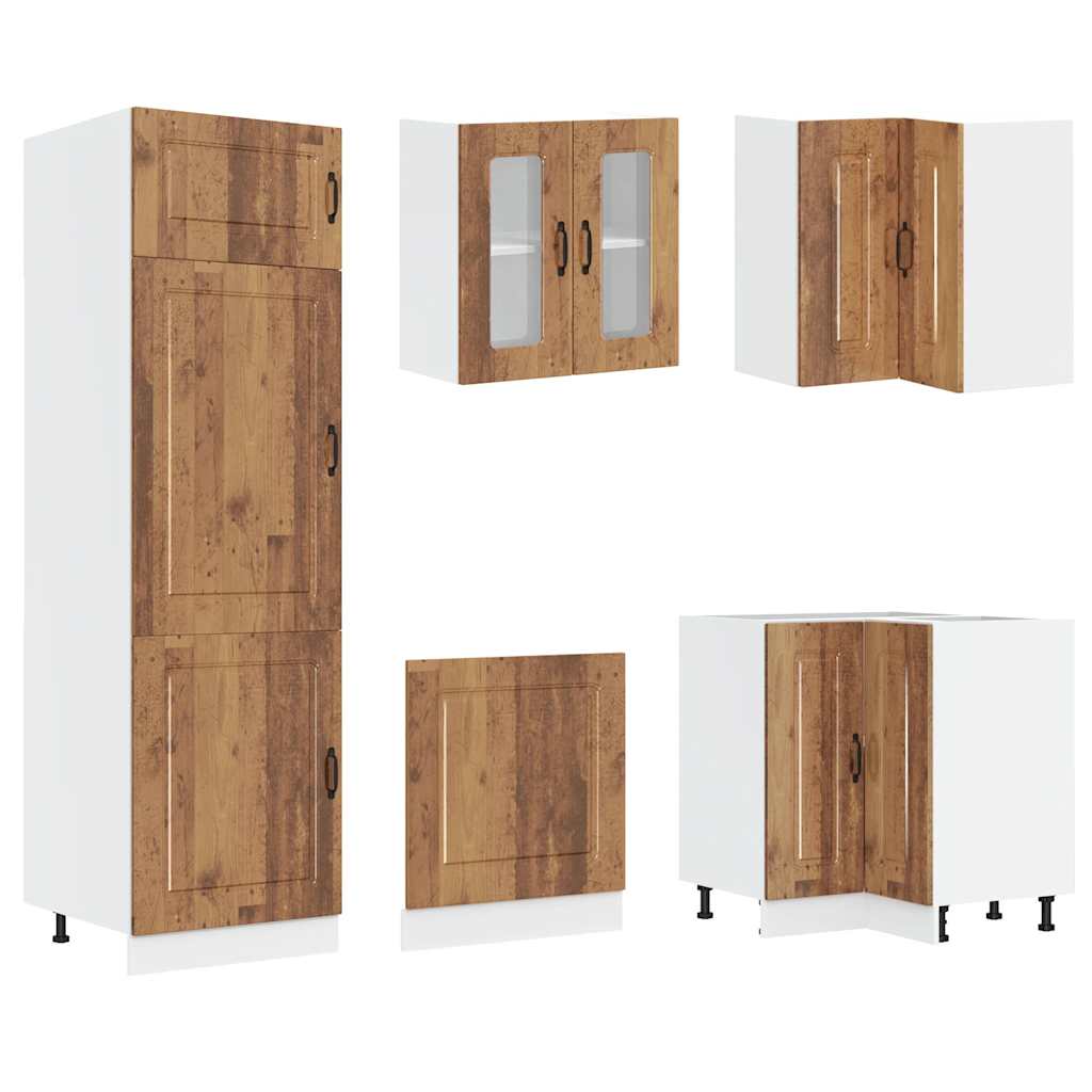 14-piece kitchen cabinet set Kalmar reclaimed wood look wood material