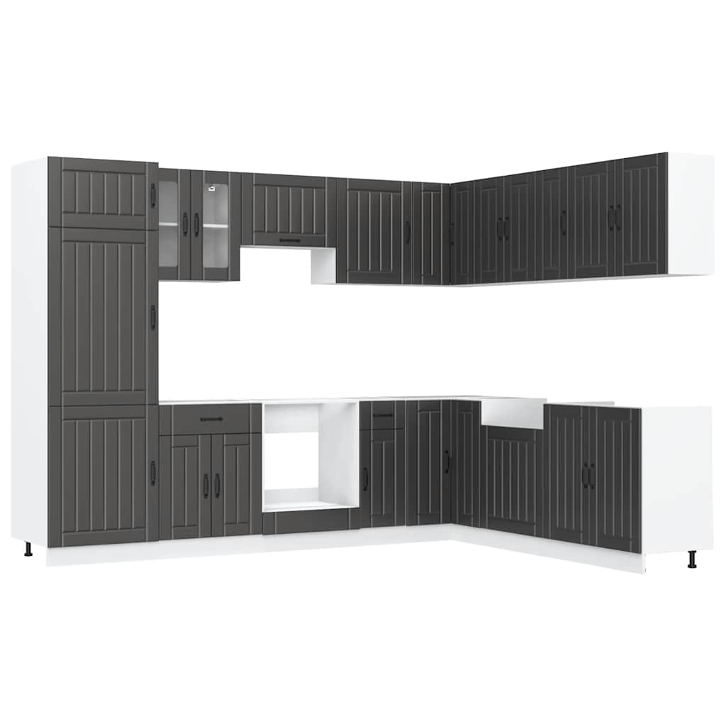 14-piece kitchen cabinet set Lucca Black wood-based panel