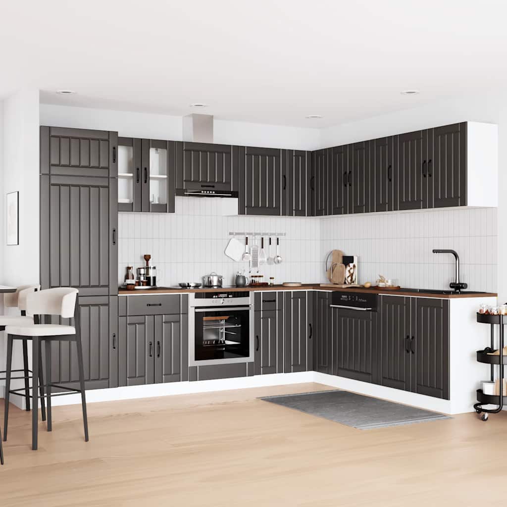 14-piece kitchen cabinet set Lucca Black wood-based panel