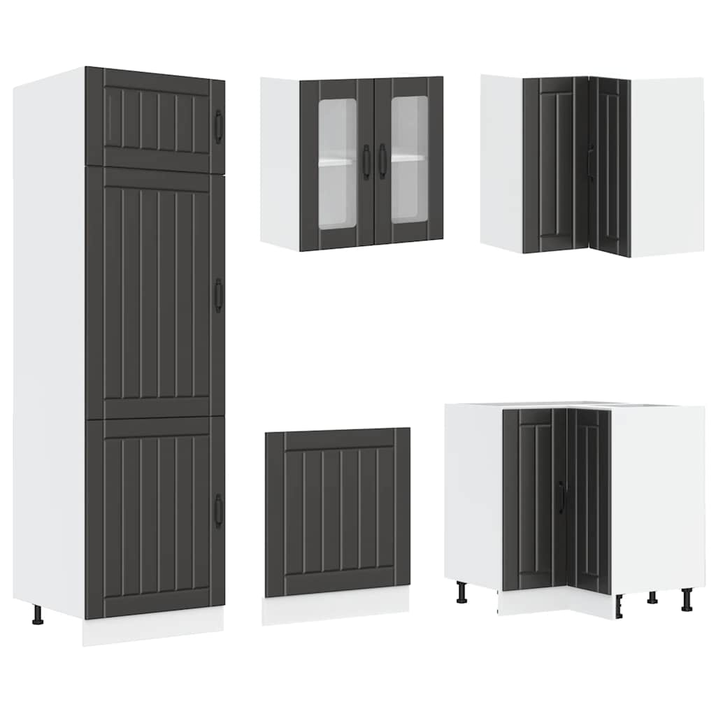 14-piece kitchen cabinet set Lucca Black wood-based panel