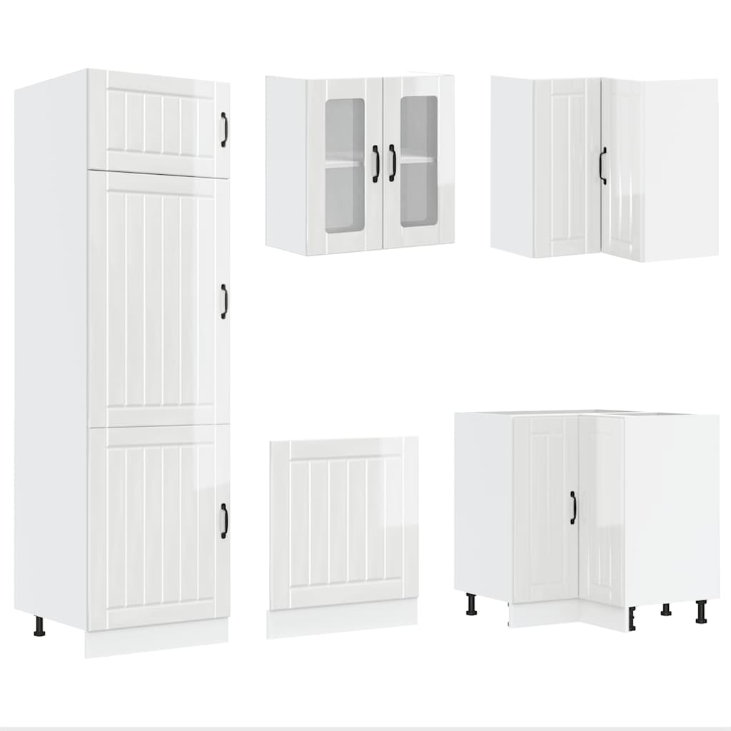 14-piece kitchen cabinet set Lucca high-gloss white wood-based panel