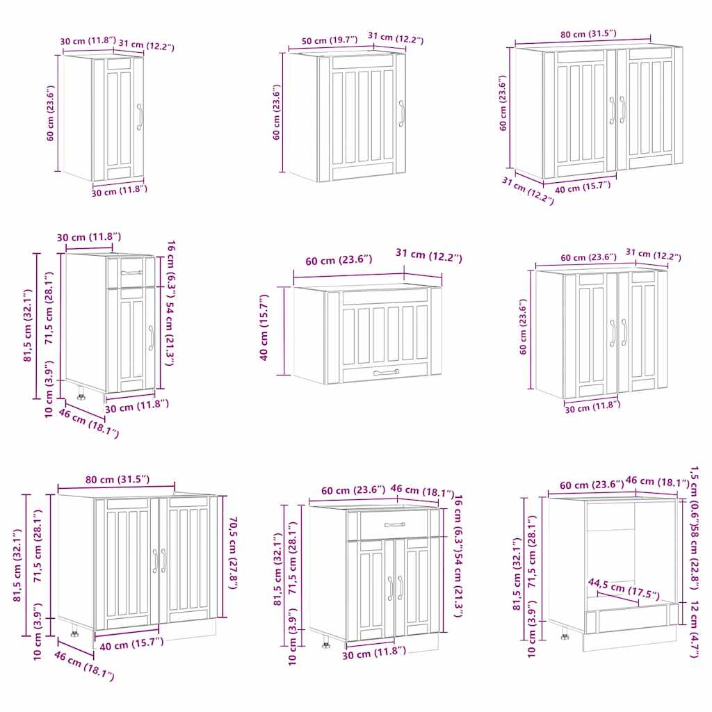 14-piece kitchen cabinet set Lucca high-gloss white wood-based panel
