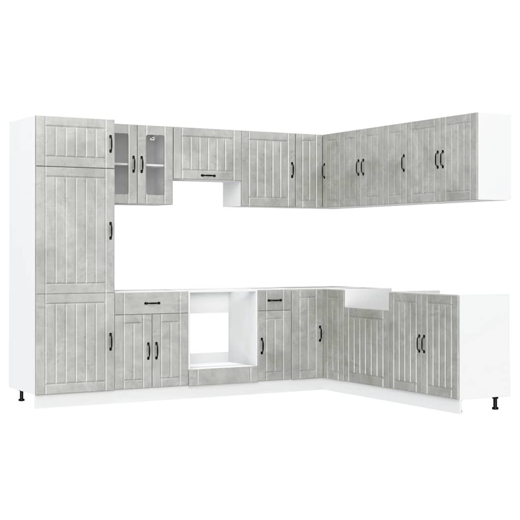 14-piece kitchen cabinet set Lucca concrete grey wood-based panel