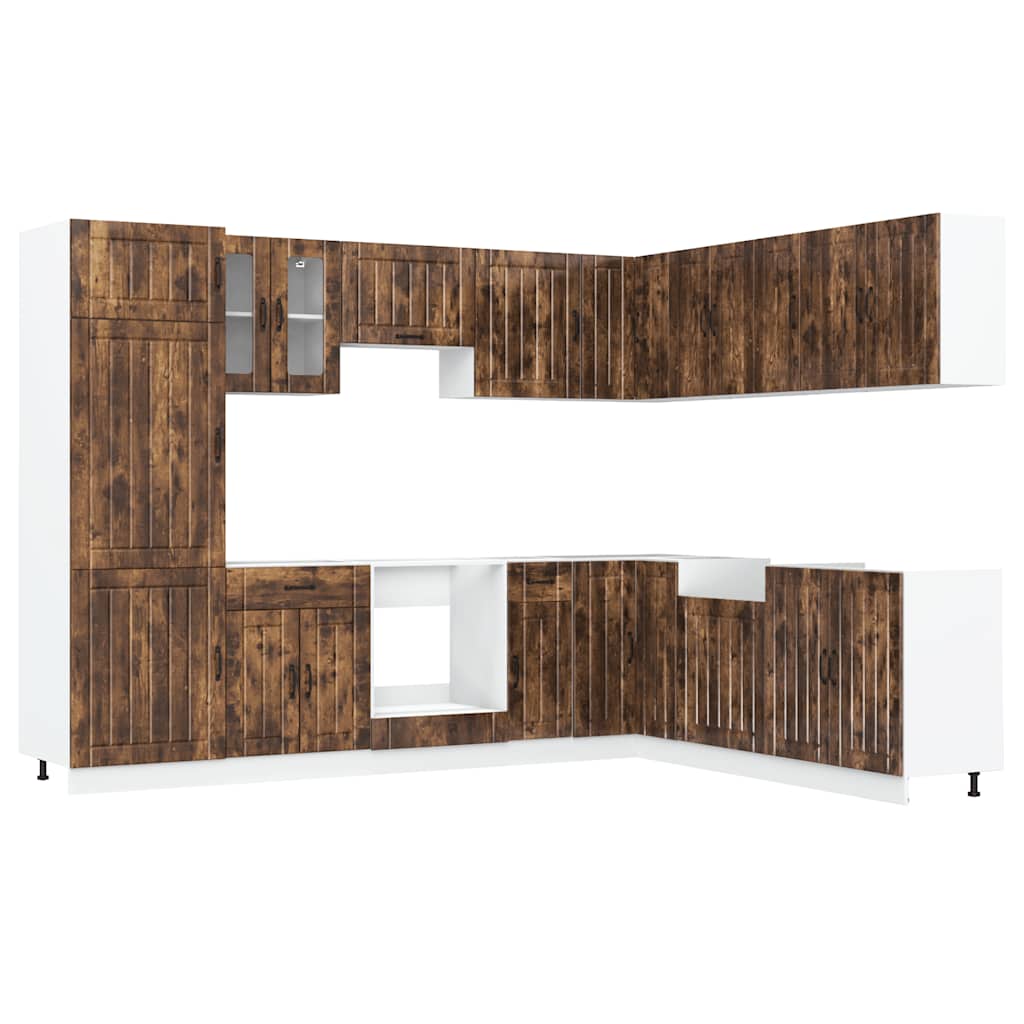 14-piece kitchen cabinet set Lucca smoked oak wood material