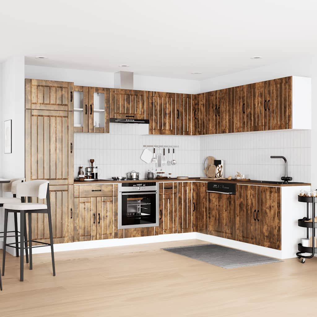 14-piece kitchen cabinet set Lucca smoked oak wood material