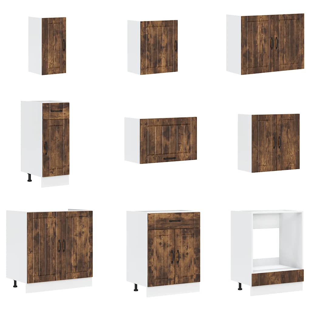 14-piece kitchen cabinet set Lucca smoked oak wood material