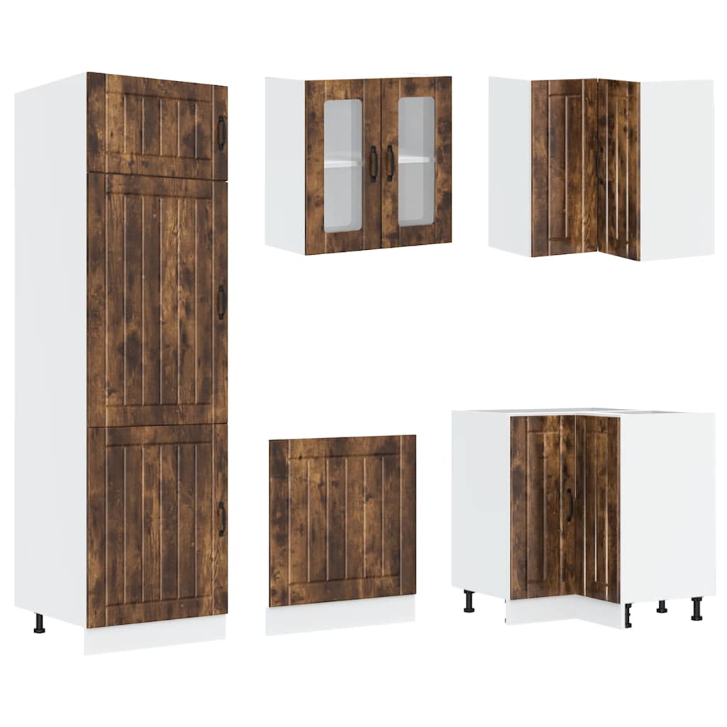 14-piece kitchen cabinet set Lucca smoked oak wood material