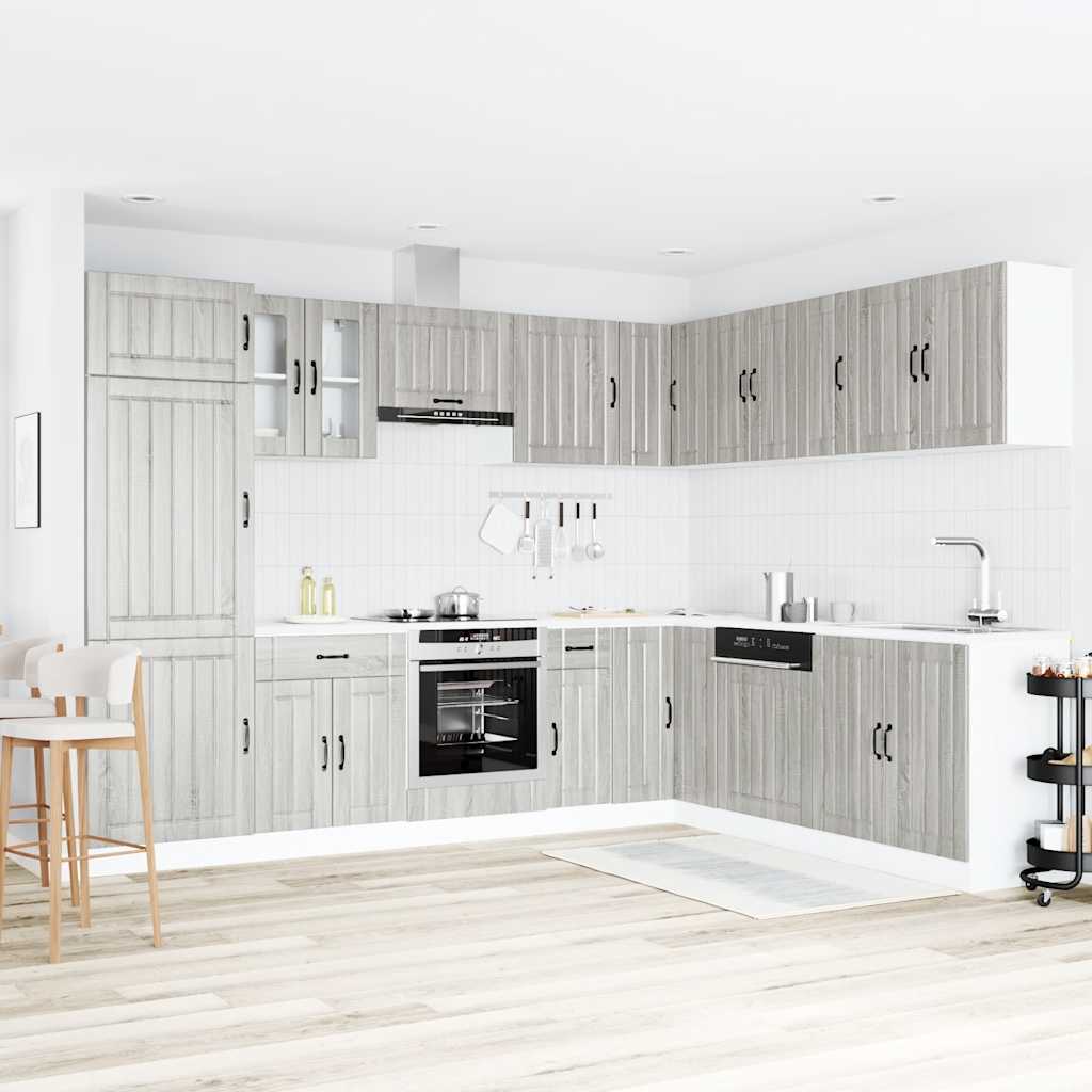 14-piece kitchen cabinet set Lucca Grey Sonoma wood-based material