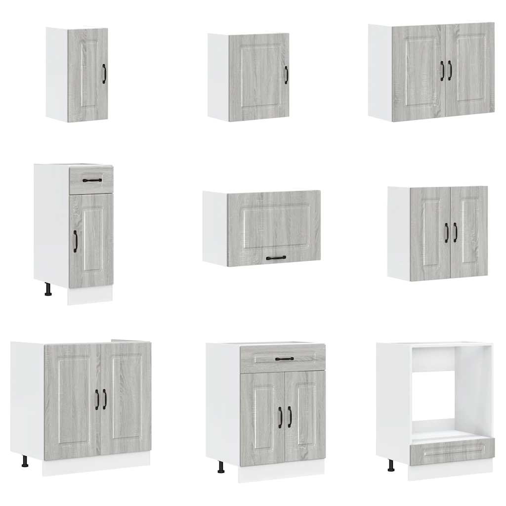 14-piece kitchen cabinet set Lucca Grey Sonoma wood-based material