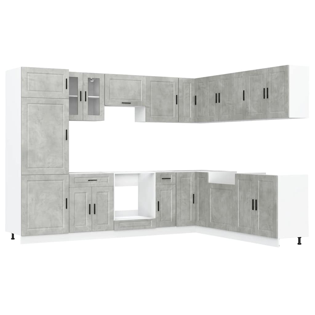 14-piece kitchen cabinet set Porto concrete grey wood-based panel