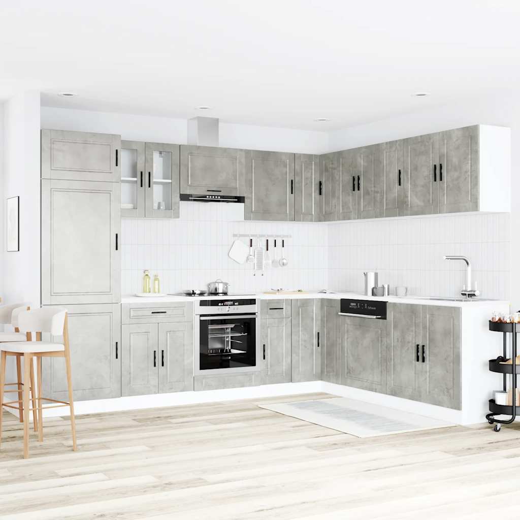 14-piece kitchen cabinet set Porto concrete grey wood-based panel