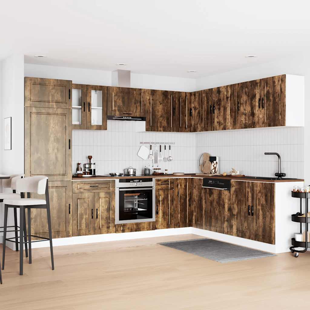 14-piece kitchen cabinet set Porto smoked oak wood material