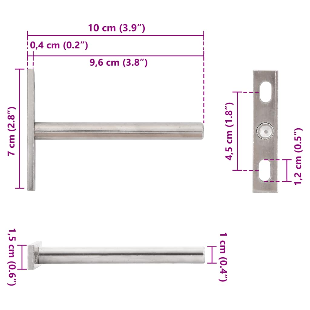 Supports d'étagères flottants, 12 pièces, invisibles, Ø 10 x 100 mm
