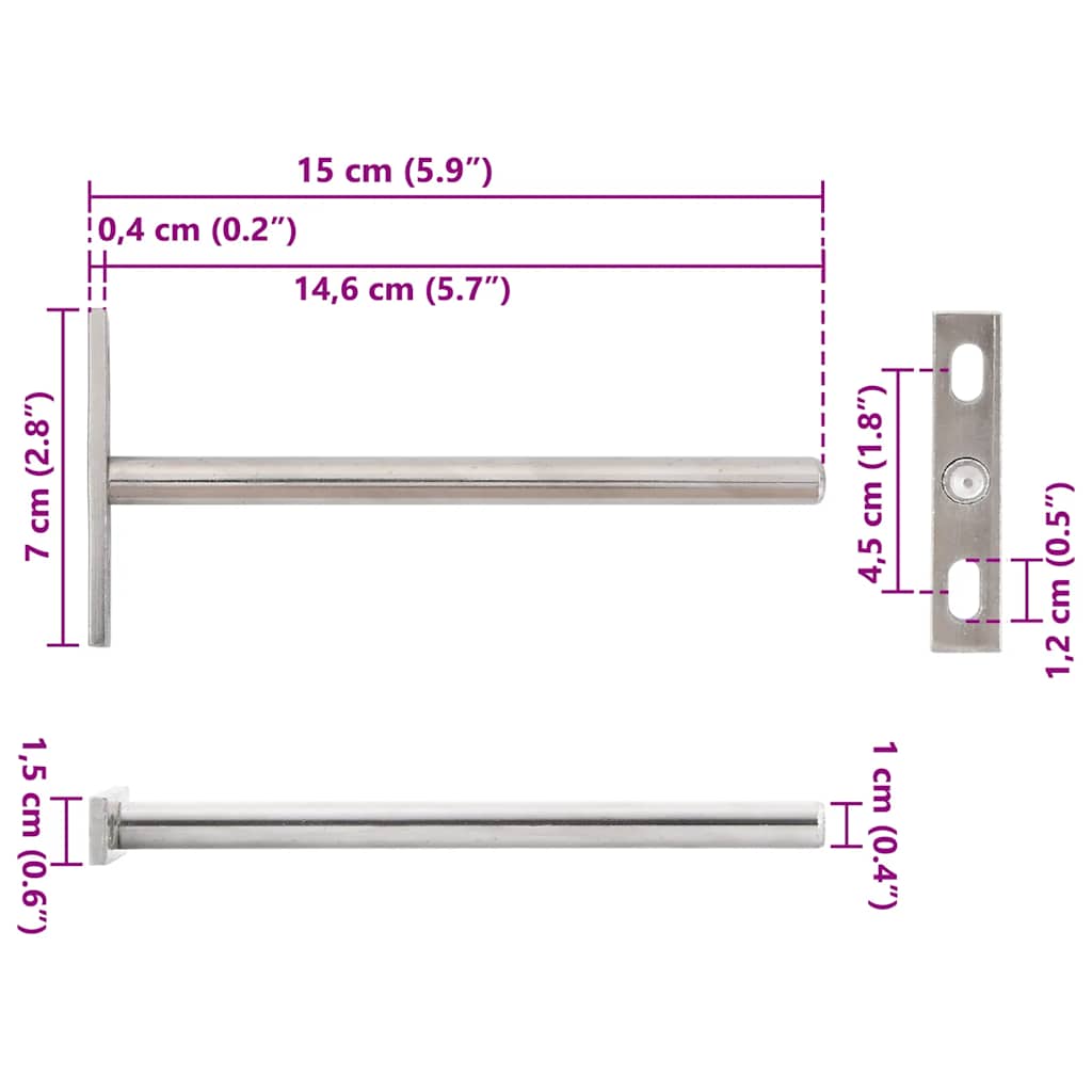 Supports d'étagères flottants invisibles, 12 pièces, Ø 10 x 150 mm