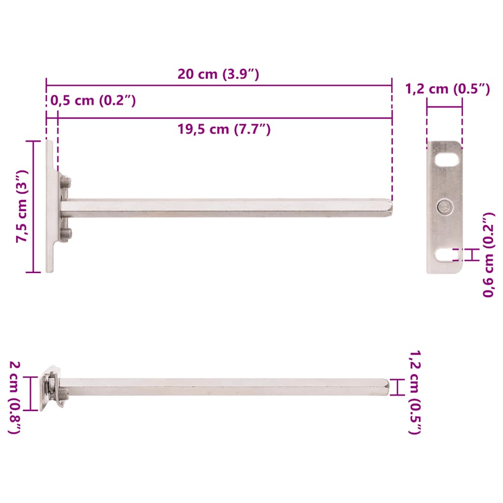 Supports d'étagères flottantes, 12 pièces, invisibles, Ø 12 x 200 mm