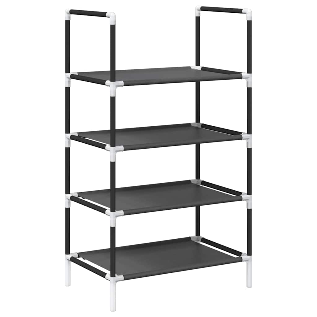 Étagère à chaussures 4 niveaux noire 44x28x77 cm tissu non tissé