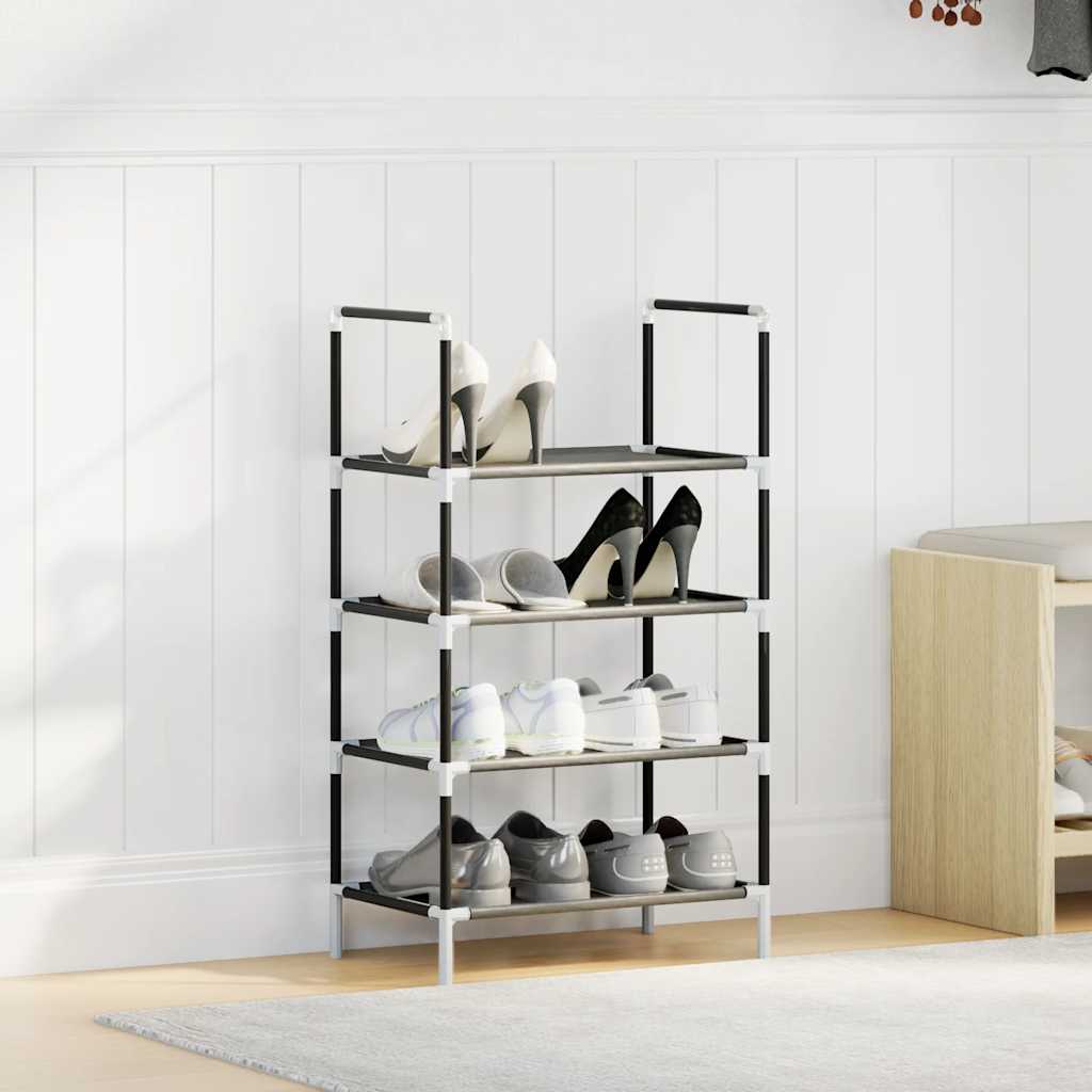 Étagère à chaussures 4 niveaux noire 44x28x77 cm tissu non tissé