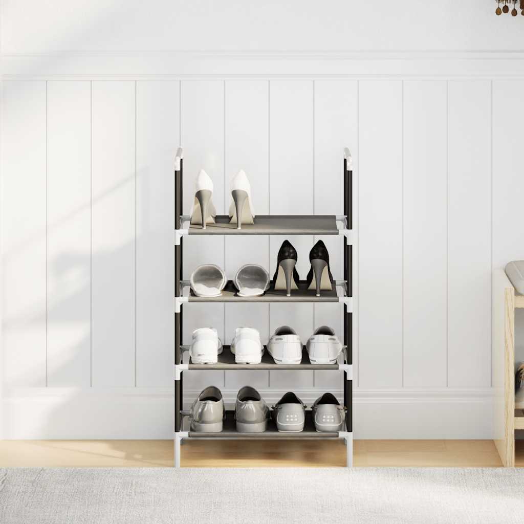 Étagère à chaussures 4 niveaux noire 44x28x77 cm tissu non tissé