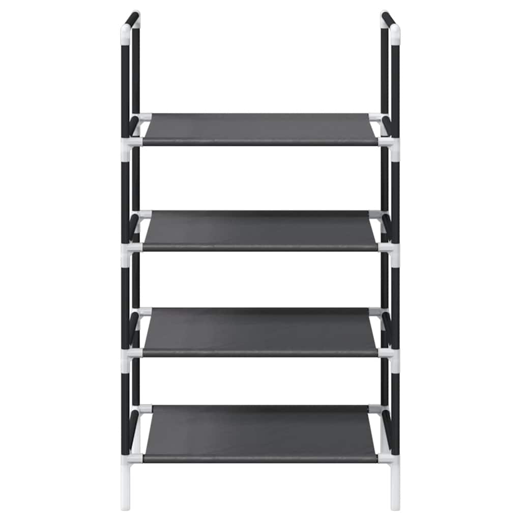 Étagère à chaussures 4 niveaux noire 44x28x77 cm tissu non tissé