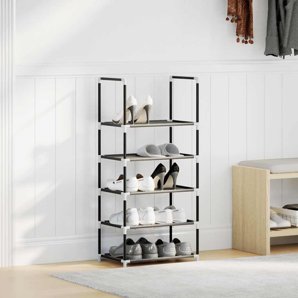 Étagère à chaussures 5 niveaux noire 44x28x94 cm tissu non tissé