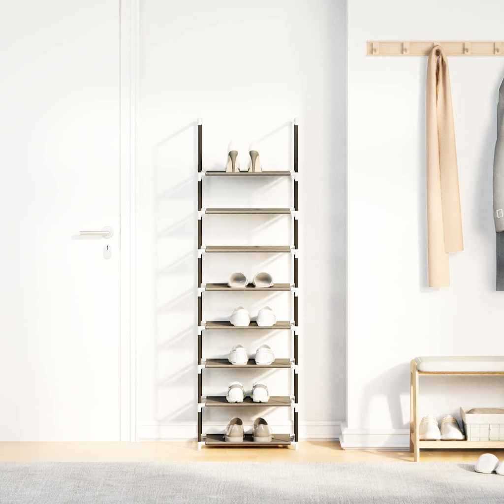 Étagère à chaussures 8 niveaux noire 44x28x145 cm tissu non tissé