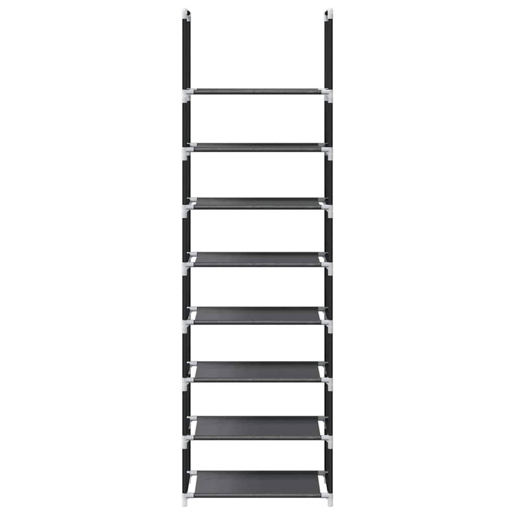 Étagère à chaussures 8 niveaux noire 44x28x145 cm tissu non tissé
