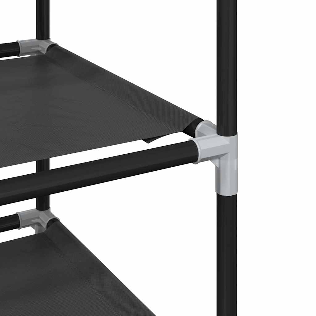 Étagère à chaussures 8 niveaux noire 44x28x145 cm tissu non tissé