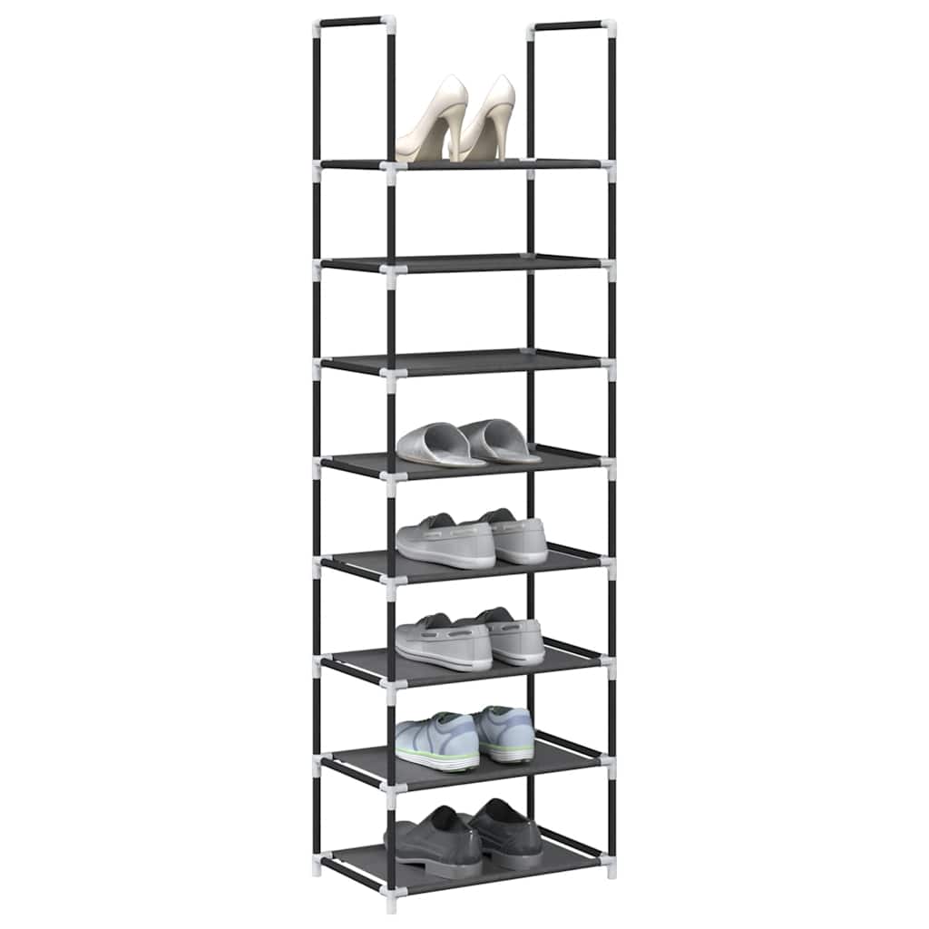 Étagère à chaussures 8 niveaux noire 44x28x145 cm tissu non tissé