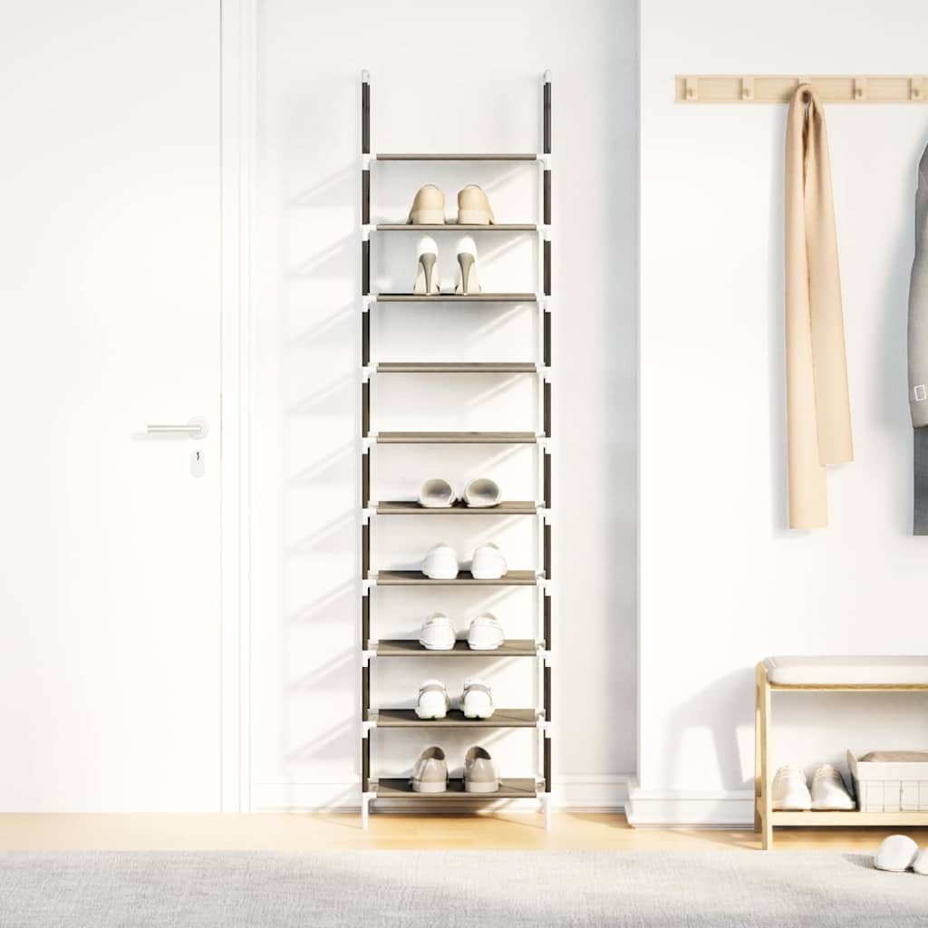 Étagère à chaussures 10 niveaux noire 44x28x180 cm en tissu non tissé