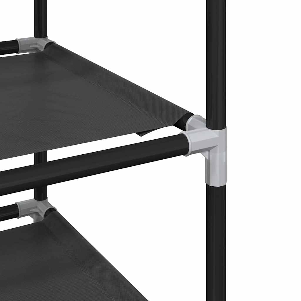Étagère à chaussures 10 niveaux noire 44x28x180 cm en tissu non tissé