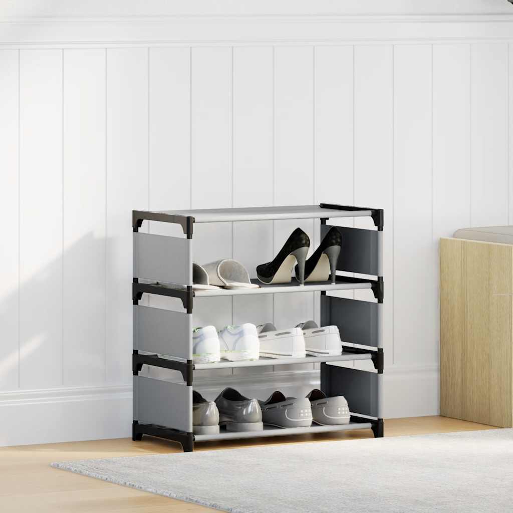 Étagère à chaussures 4 niveaux gris 54x28x55 cm tissu non tissé