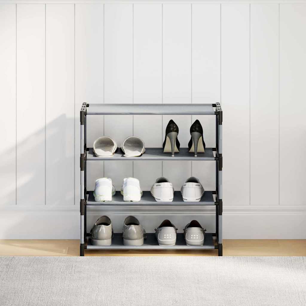 Étagère à chaussures 4 niveaux gris 54x28x55 cm tissu non tissé