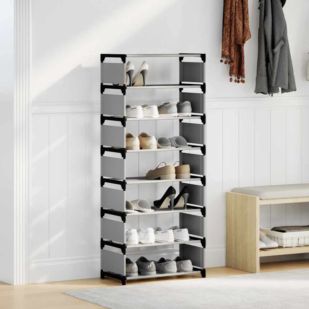 Étagère à chaussures 8 niveaux gris 54x28x124 cm tissu non tissé