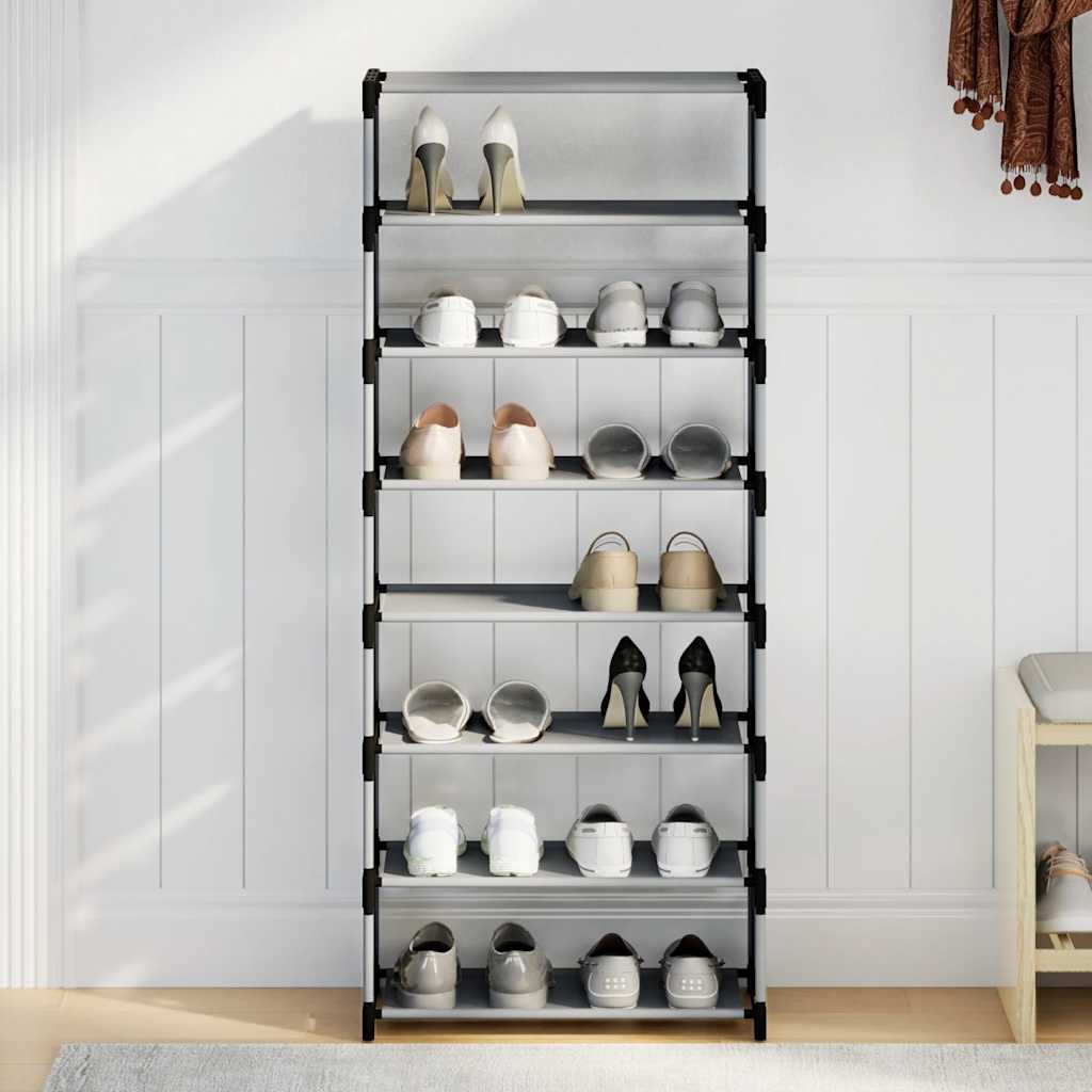 Étagère à chaussures 8 niveaux gris 54x28x124 cm tissu non tissé