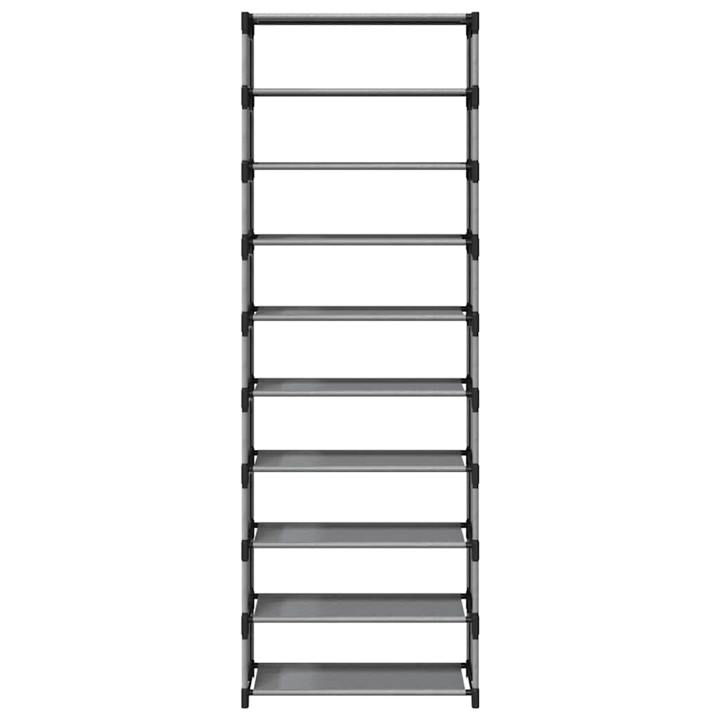 Étagère à chaussures 10 niveaux gris 54x28x158 cm tissu non tissé