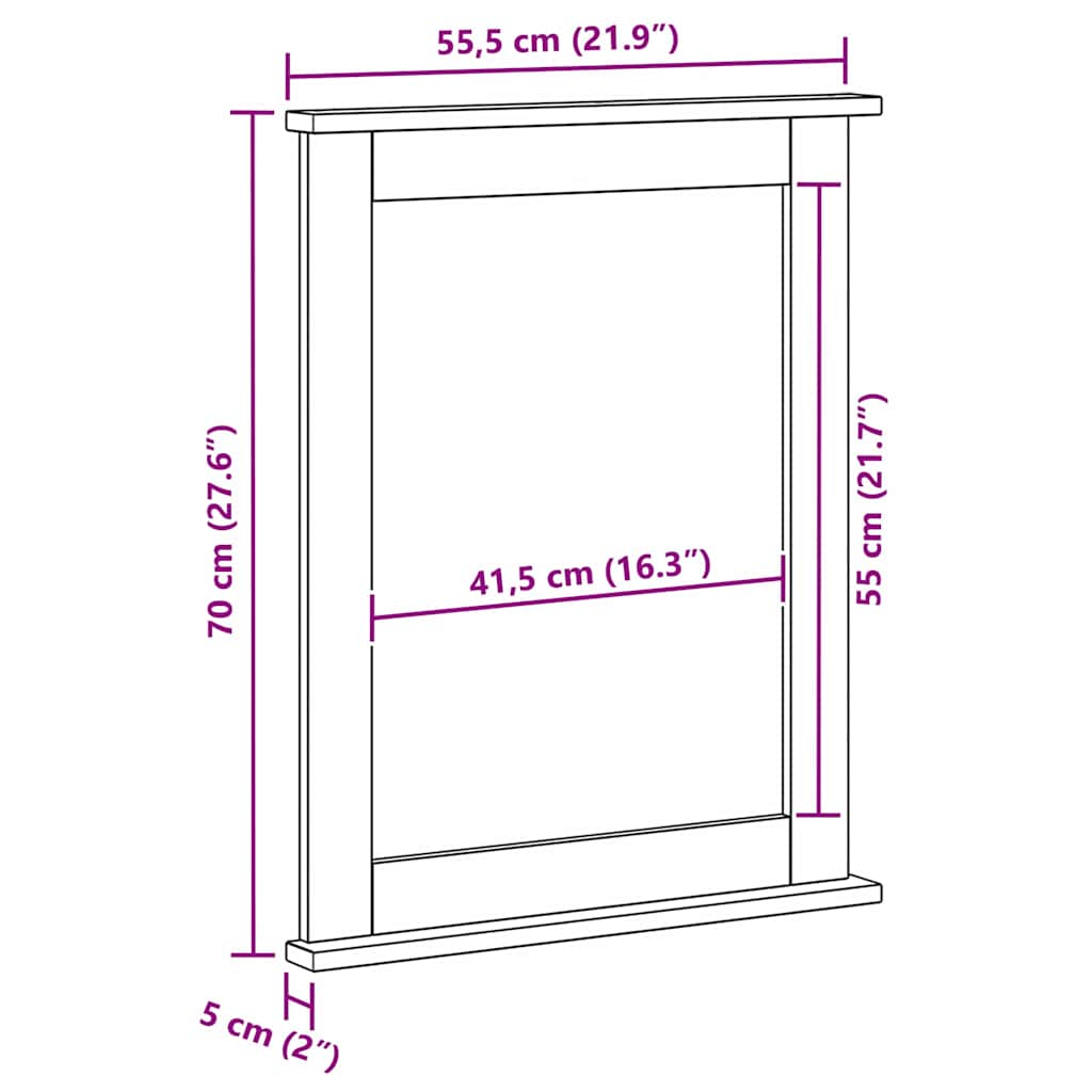 Spiegel VIGO Antik Weiß 55,5 x 5 x 70 cm Massivholz Kiefer