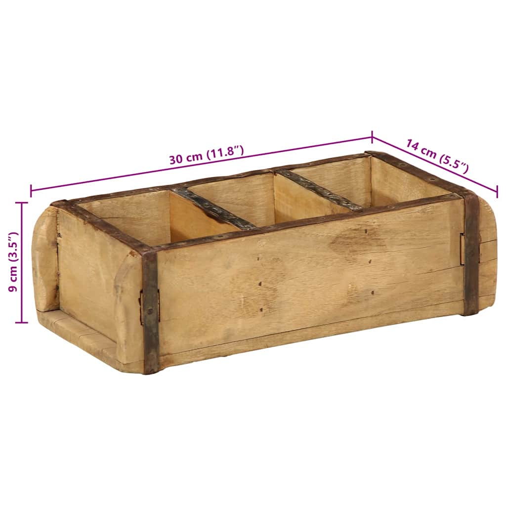 Tablett 4 stk. Braun 30 x 14 x 9 cm Massives upgecyceltes Holz