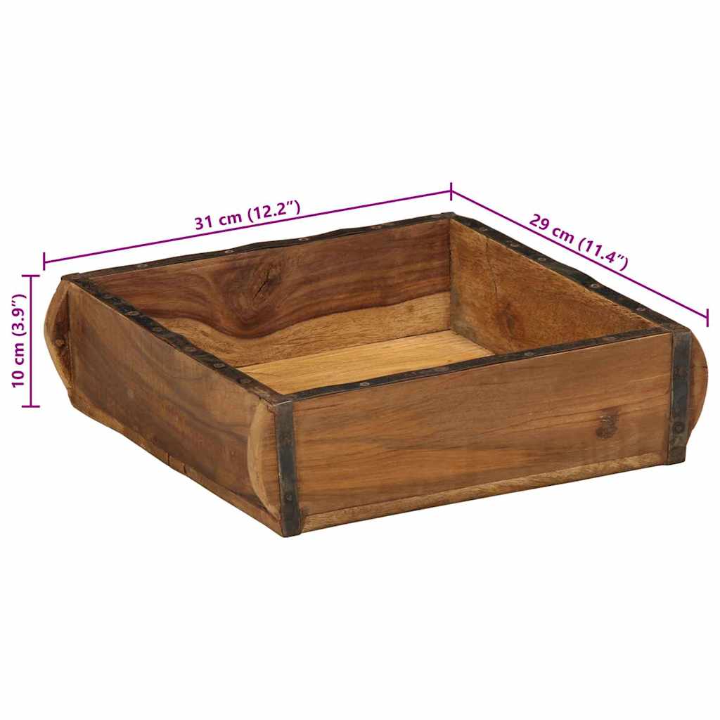 Tablett 4 stk. Braun 29 x 31 x 10 cm Massives upgecyceltes Holz