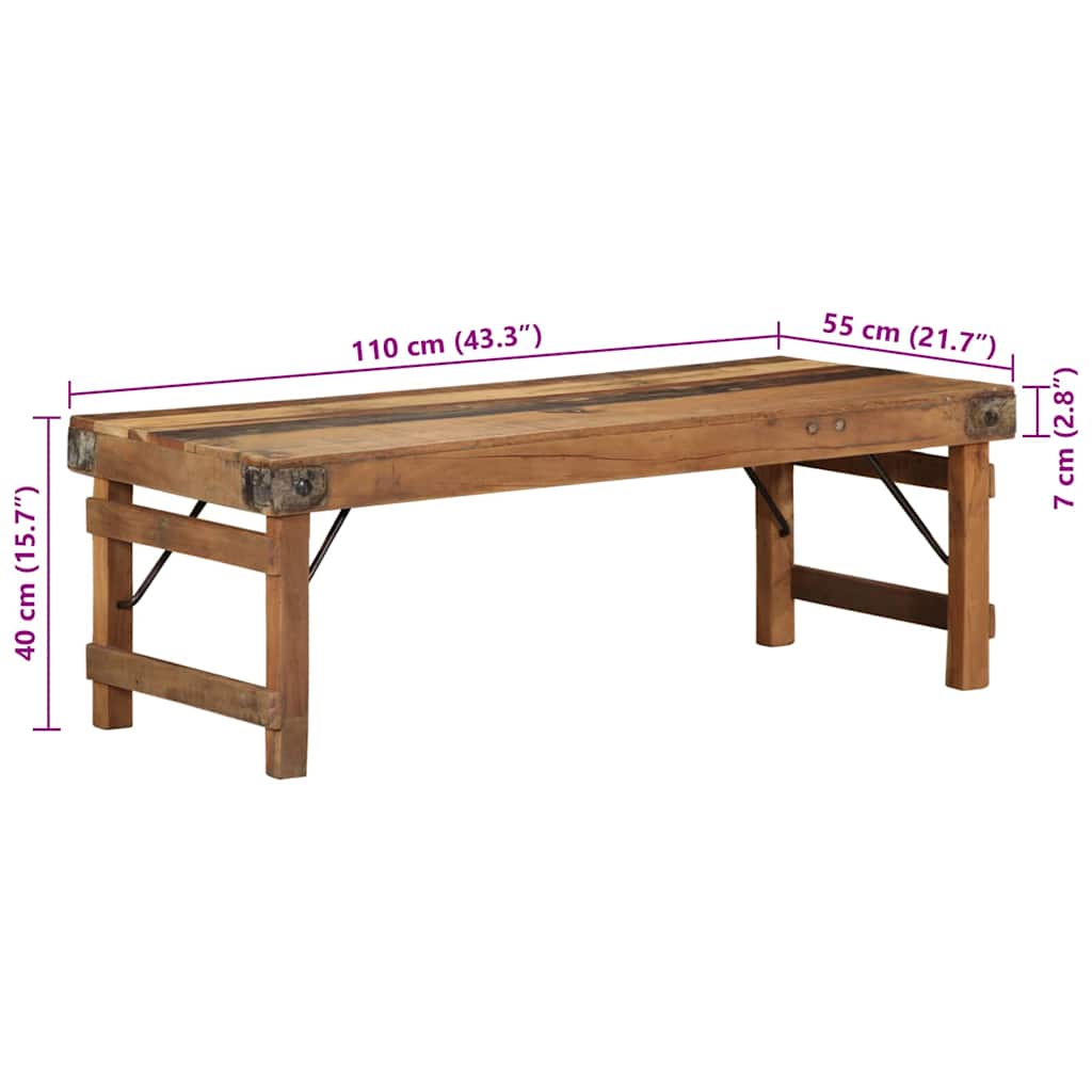 Couchtisch Braun 110 x 55 x 40 cm Massives upgecyceltes Holz